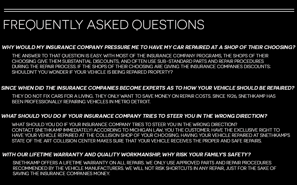 Collision FAQ for Snethkamp Chrysler Dodge Jeep Ram in Redford MI